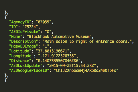PulsePoint Registry API showing programmatic access to AED information stored in the registry.